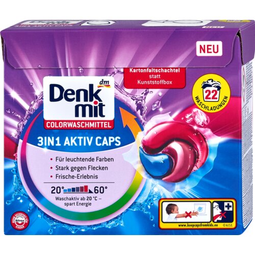 Denkmit 3 u 1 ACTIVE CAPS detergent u kapsulama za pranje šarenog veša 22 kom Cene