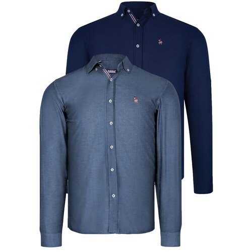 Dewberry DUAL SET G674 MENS SHIRTS-NAVY BLUE-OIL Slike