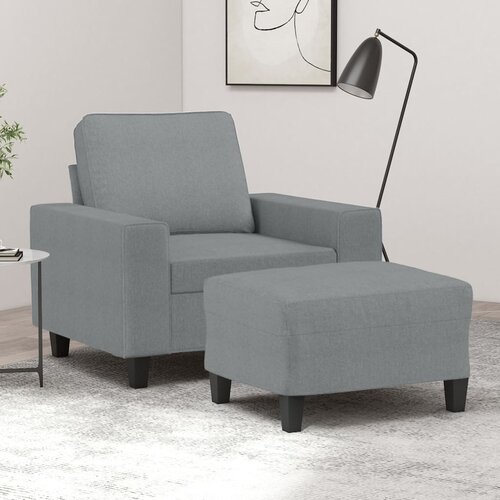  The Living Store Fotelj s stolčkom za noge svetlo siv 60 cm blago - Kavč S Stolčkom Za Noge, (21485140) Cene