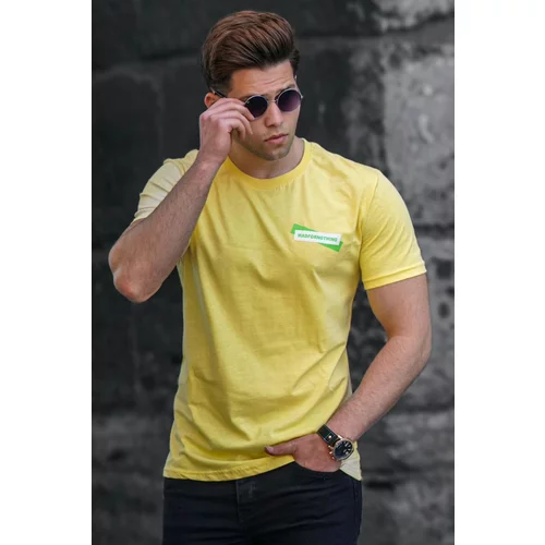 Madmext Men's Yellow T-Shirt with a Print 5270