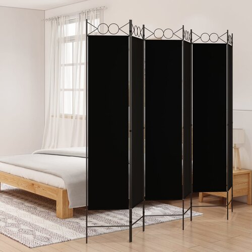 vidaXL Sobna pregrada s 6 panela crna 240x200 cm od tkanine Cijene