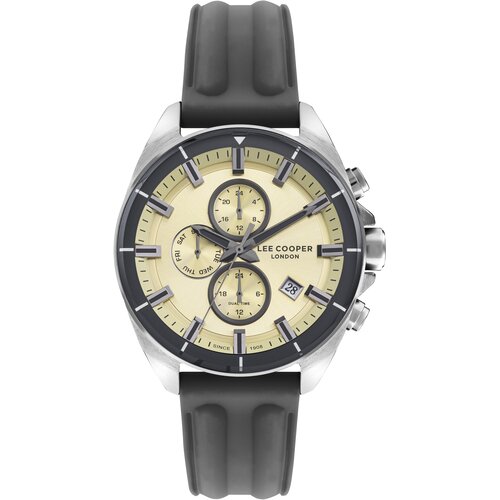 Lee Cooper Muški ručni sat, Kvarcni mehanizam, 46mm, Žuto kućište, Sivi, LC07881.346 Cene