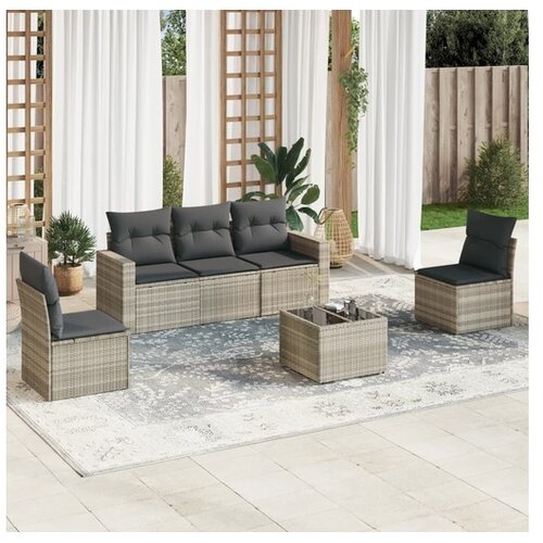 vidaXL 6-dijelni set vrtnih sofa od poliratana s jastucima svjetlosivi Cijene