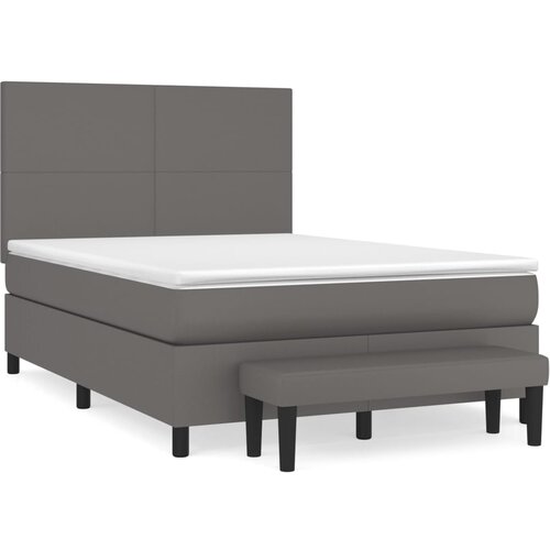 VidaXL Box spring postelja z vzmetnico siv 140x200 cm umetno usnje, (20896717) Slike