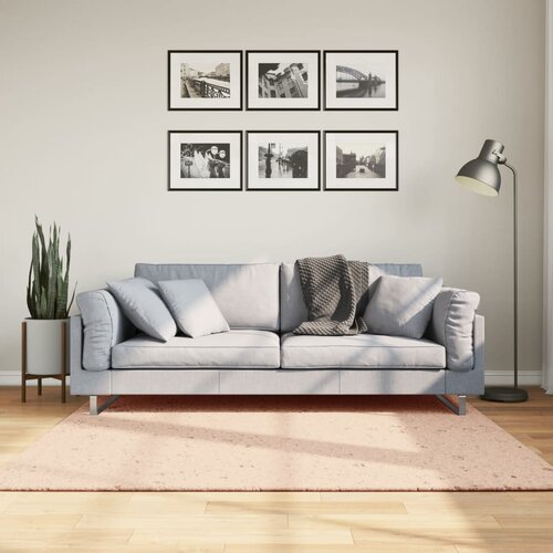 vidaXL Preproga s kratkimi vlakni mehka pralna rožnata 160x160 cm Cene
