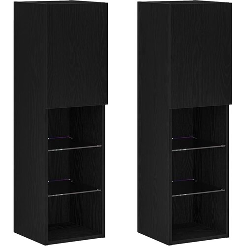  Set TV komoda Zidne 2 pcs Crni hrast 30,5 x 30 x 102 cm Slike