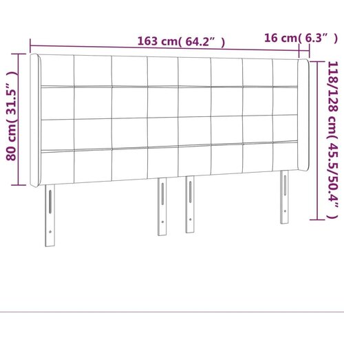  Uzglavlje s u&amp;scaron;ima crno 163x16x118/128 cm od tkanine Slike