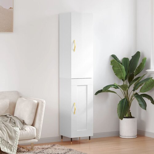 vidaXL Visoka omara visok sijaj bela 34,5x34x180 cm inženirski les Cene