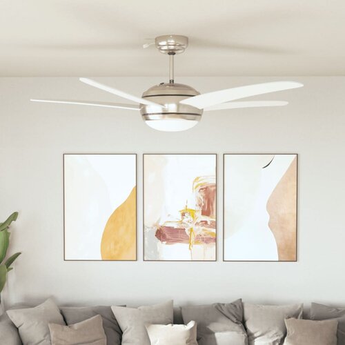 The Living Store Dekorativni stropni ventilator s svetilko 128 cm bel - Stropni Ventilator, (21383219) Cene