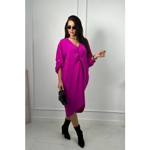 Kesi Oversize dress with fuchsia neckline