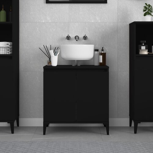 vidaXL Ormarić za umivaonik crni 58x33x60 cm konstruirano drvo Cijene