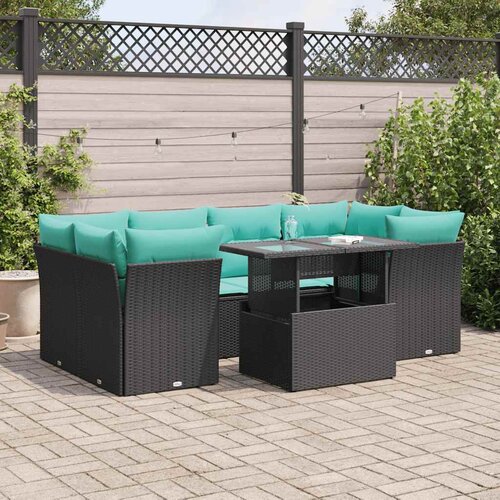 vidaXL 7-dijelni set vrtnih sofa od poliratana s jastucima crni bagrem Cijene