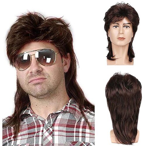 INF Mo&amp;scaron;ka lasulja Mullet, retro pričeska iz 80-ih DarkBrown, (21695458) Slike