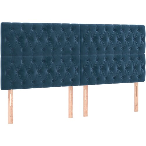 Maison Chic Posteljno vzglavje - Vzglavna omarica 4 kosa temno moder 100x7x78/88 cm žamet, (22077394) Slike