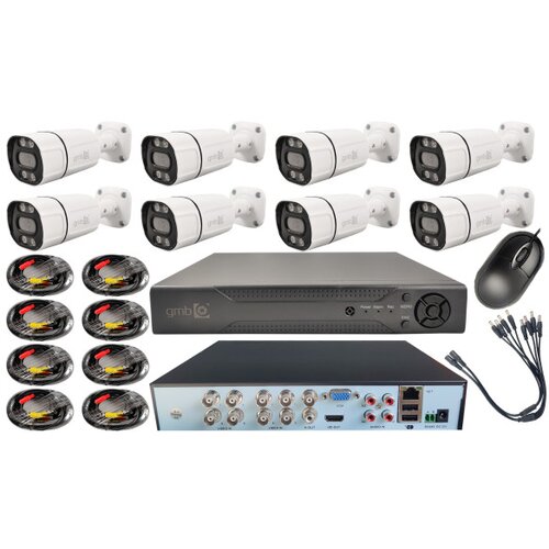 CAM-AHD2MP-KITXM8W GMB kamera 2 mpix set od 8 analogne kamere FULL COLOR app xmeye Cene