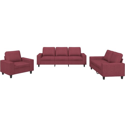 vidaXL 3-dijelni set sofa crvena boja vina od tkanine Cijene