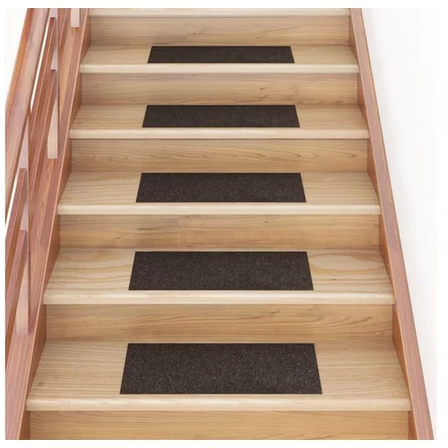  Samolepilne preproge za stopnice 15 kosov 60x25 cm temno rjave