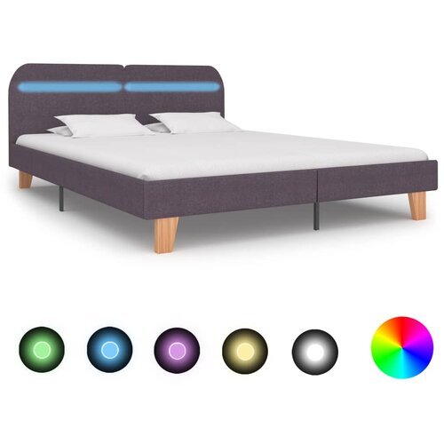 VidaXL Posteljni okvir z LED osvetlitvijo taupe blago 180x200 cm Slike