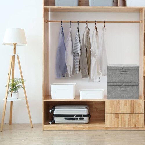 vidaXL Škatla za shranjevanje 2 kosa blago 50x30x25 cm siva Cene