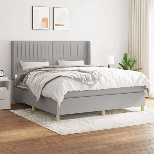  Krevet box spring s madracem svjetlosiva 160x200 cm tkanina Slike