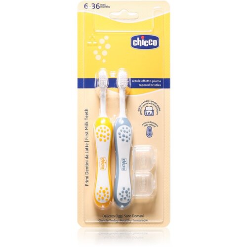 Chicco Toothbrush Set 6-36m dječja četkica za zube Indigo-Mustard Cijene