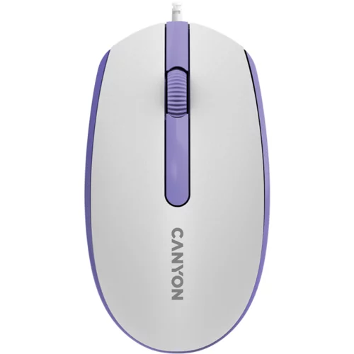 Canyon Wired optical mouse with 3 buttons, DPI 1000, with 1.5M USB cable,White lavender, 65*115*40mm, 0.1kg
