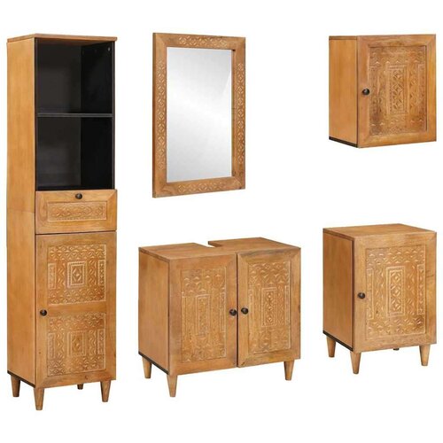 VidaXL Set namje&amp;scaron;taja za kupaonicu Zidne 5 pcs Smeđa 38 x 33 x 160 cm Slike