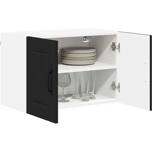 VidaXL zidni kuhinjski ormarić s policom 2 pcs crna 60 x 31 x 40 cm Slike