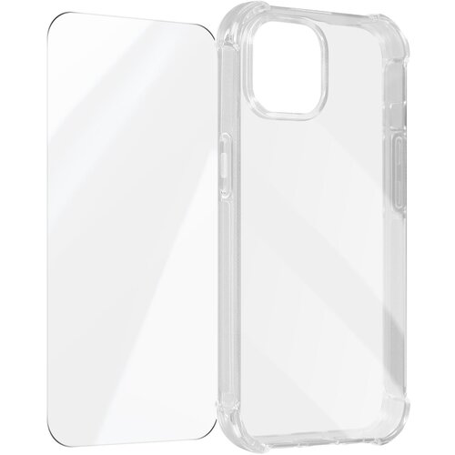 AVIZAR Ovitek za iPhone 15 Plus z ojacanimi vogali iz kaljenega stekla 9H, Prozorno, (21208464) Slike