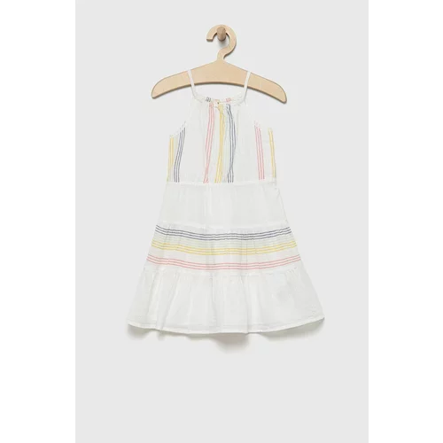 GAP Dječja pamučna haljina boja: bijela, midi, širi se prema dolje