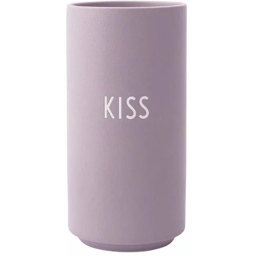 Design Letters Vijolična vaza iz porcelana Kiss, višina 11 cm