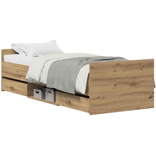 vidaXL Konstrukcija postelje z vzglavjem Umetni hrast 193 x 78 x 50 cm, (5000128046) Cene