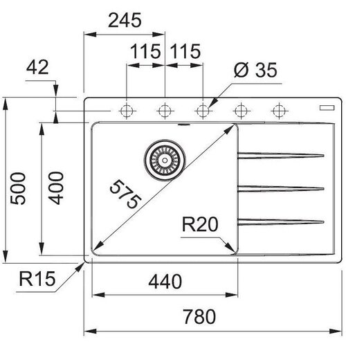 Franke 114.0637.517 Centro CNG 611-78 TL/7 pomivalno korito iz umetnega kamna Slike