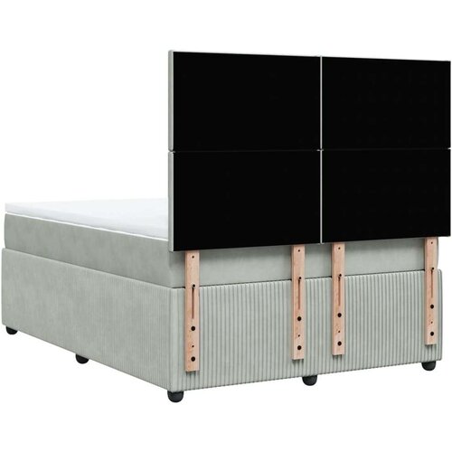 VidaXL Krevet s oprugama i madracem svjetlosivi 140x200 cm bar&amp;scaron;unasti Slike