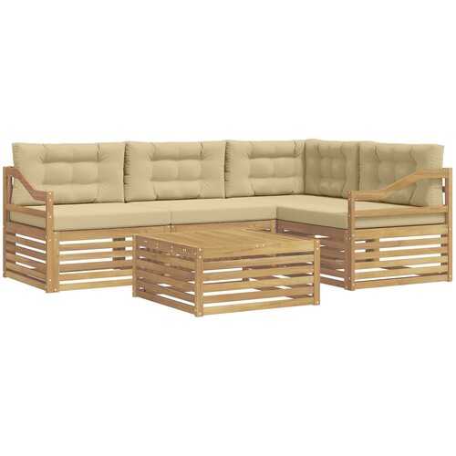 vidaXL Zunanja garnitura za sedenje 5 pcs Bela in bež Poliester, (5000281599) Cene