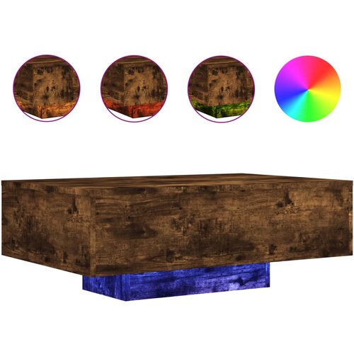 Maison Chic Klubska mizica - kavna mizica - Nizka mizica z LED lučmi dimljeni hrast 85x55x31 cm, (21751914) Slike