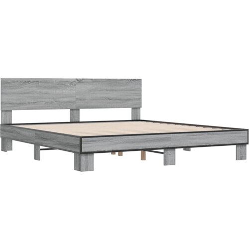 VidaXL Posteljni okvir siva sonoma 200x200 cm inž. les in kovina, (21152132) Slike