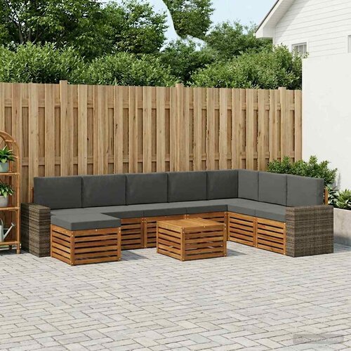  Set vanjskih sofa 9 kom. Prirodna i antracit Cijene