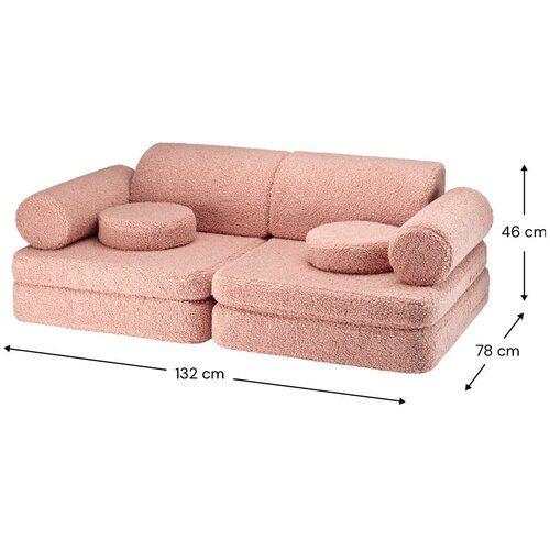 Wigiwama Rožnata otro&amp;scaron;ka sedežna garnitura iz tkanine boucl&amp;eacute; 132 cm Settee &amp;ndash; Slike