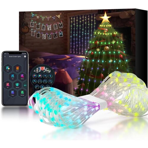 INF Pametna LED lučka za zavese, RGB pisane točkovno nadzorovane usnjene žične luči-USB 160x160x1 cm, (21383641) Cene