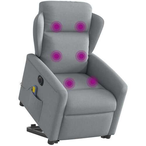 vidaXL Električni masažni naslonjač na podizanje tkanina svjetlosivi Cijene