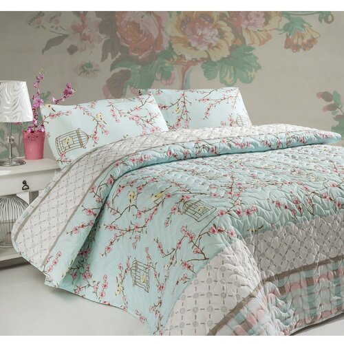Eponj Home set posteljina birdcage, 160x220 cm, tirkizni Cene