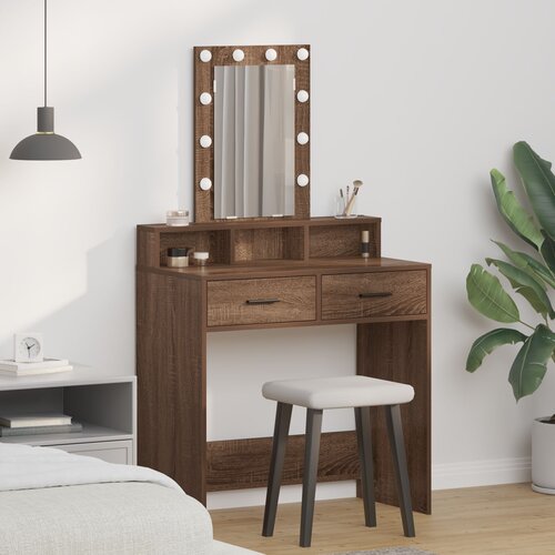 vidaXL Rjava hrast Trden hrastov les 79 x 41 x 140 cm Ogledalo Cene