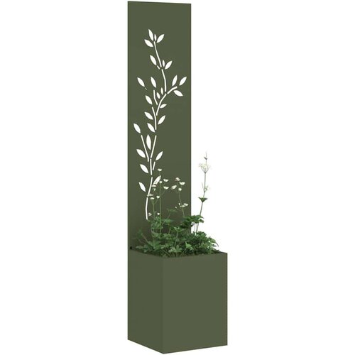 VidaXL Privatnost u vrtu Cvjetni Maslinovo zelena 32 x 140 cm Slike