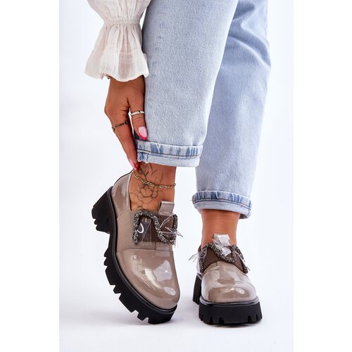 Kesi Patent shoes with ornaments gray Keily Slike