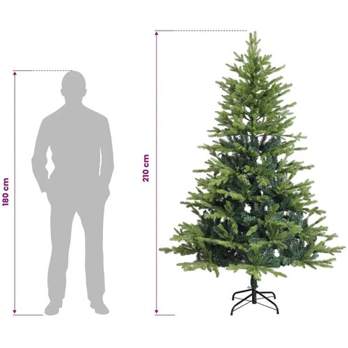  Umjetno božićno drvce s nogom 210 cm 300 LED lampica - Zelena 210 cm s LED svjetlima Slike