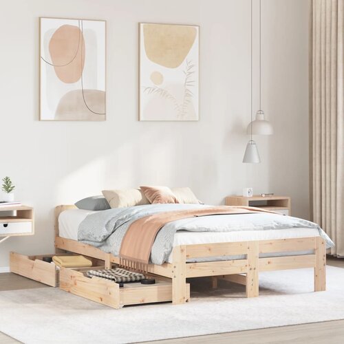 vidaXL Posteljni okvir brez vzmetnice 120x190 cm trdna borovina Cene