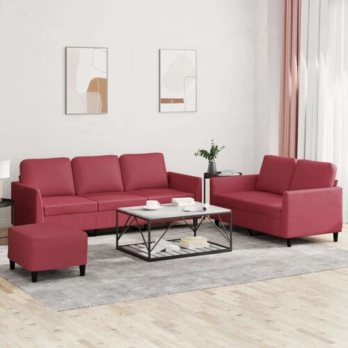  3-dijelni set sofa s jastucima boja vina od umjetne kože Cijene