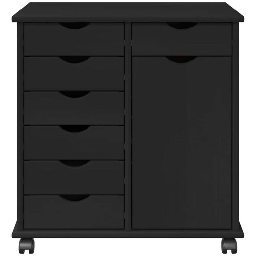  Mobilni ormar Crna 63 5 x 39 x 65 5 cm Čvrsto borovo drvo - Crna Slike