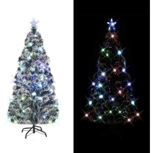 vidaXL Umjetno božićno drvce sa stalkom LED 210 cm optička vlakna Cijene